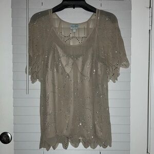 Tracy Reese Beige Blouse with Shimmering Accents